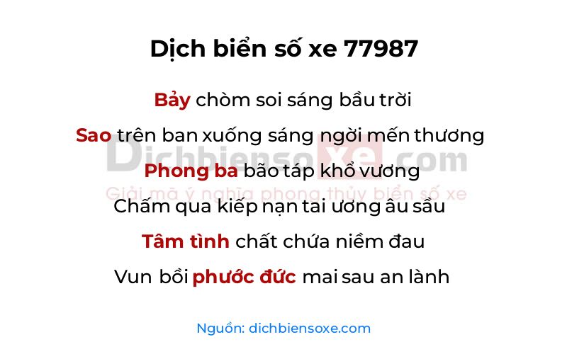Dịch thơ biển số 77987