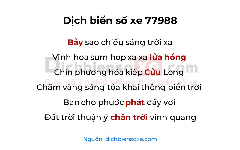 Dịch thơ biển số 77988