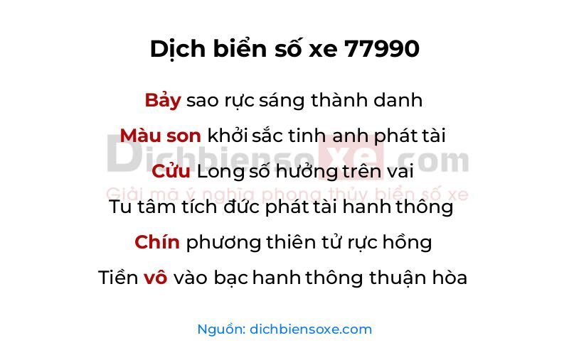 Dịch thơ biển số 77990