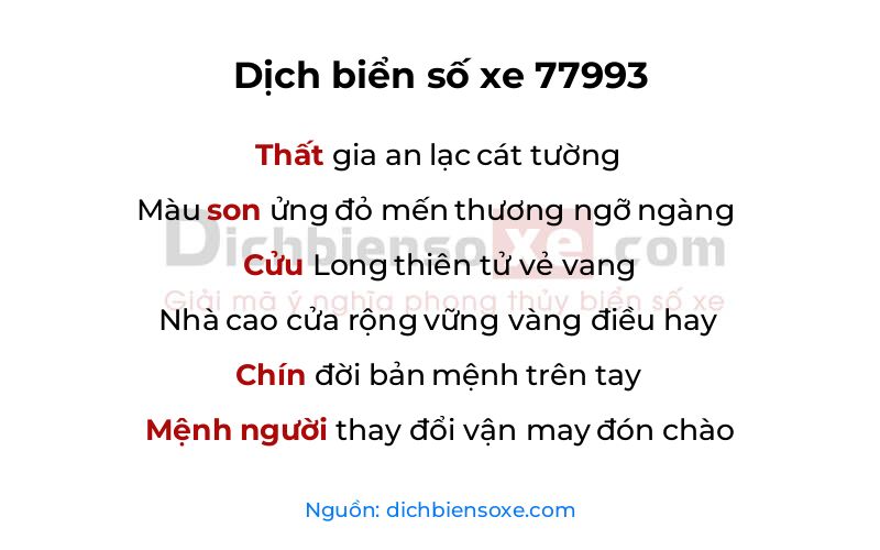 Dịch thơ biển số 77993