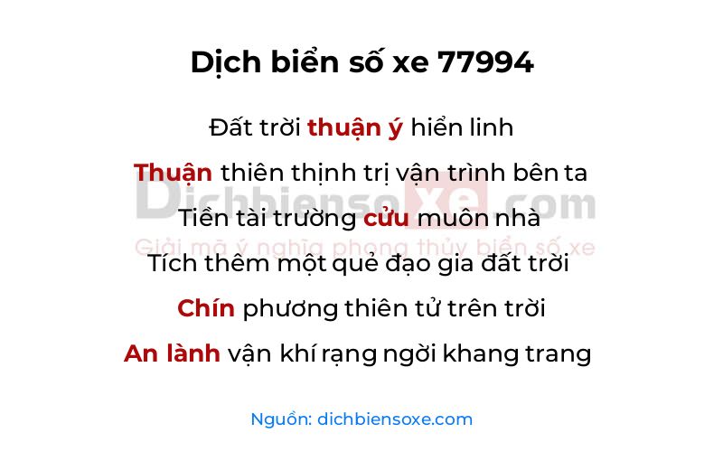 Dịch thơ biển số 77994