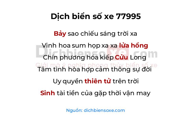 Dịch thơ biển số 77995