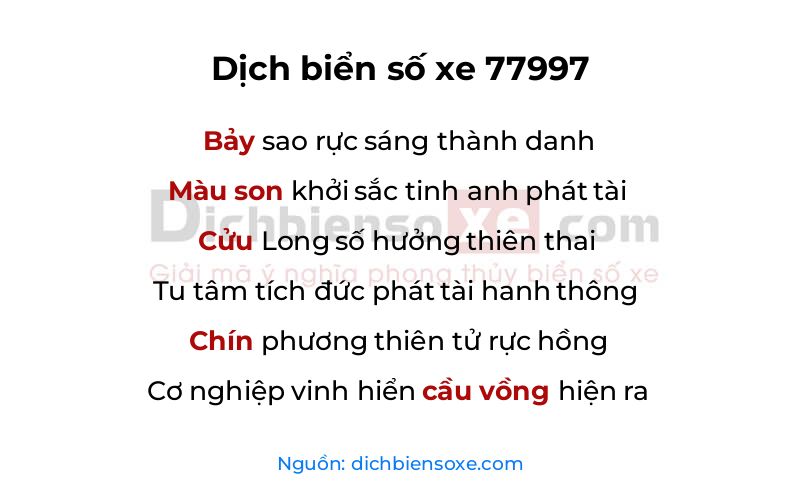 Dịch thơ biển số 77997