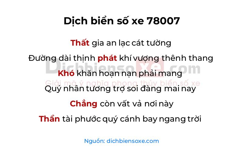 Dịch thơ biển số 78007
