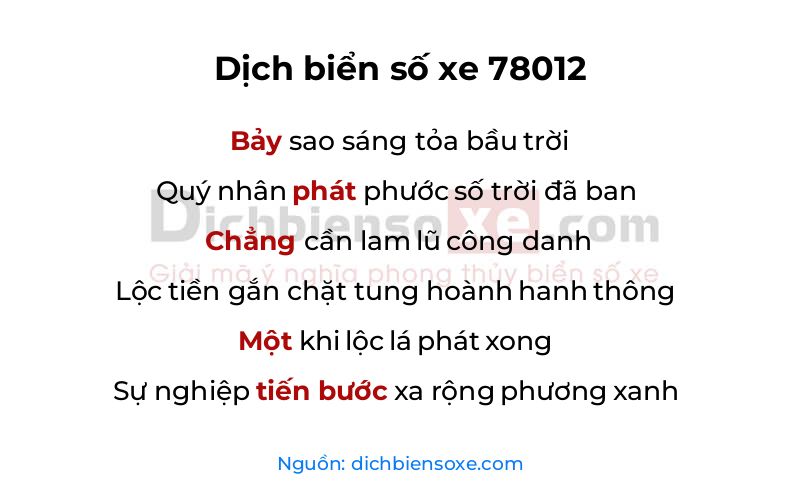 Dịch thơ biển số 78012