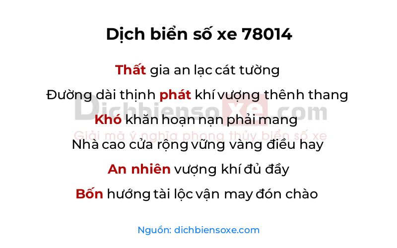 Dịch thơ biển số 78014