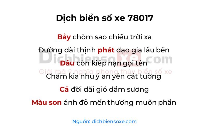 Dịch thơ biển số 78017
