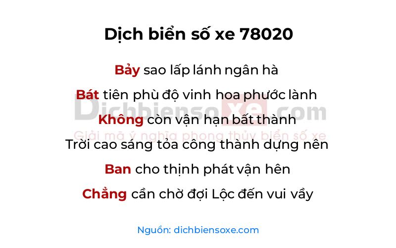 Dịch thơ biển số 78020