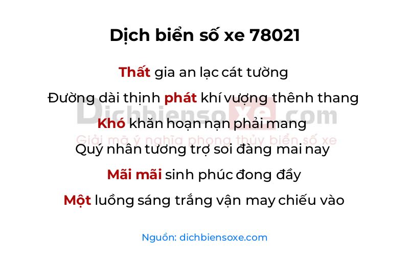 Dịch thơ biển số 78021
