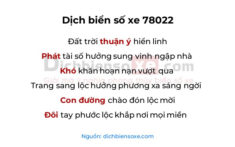 Dịch thơ biển số 78022