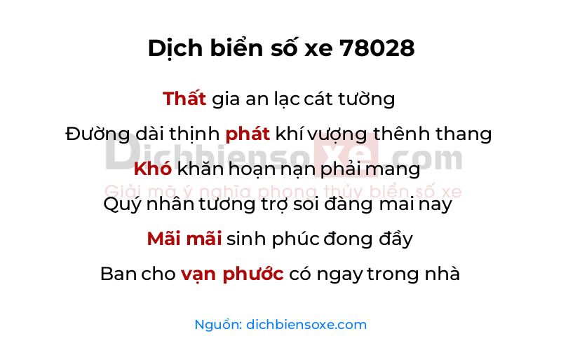 Dịch thơ biển số 78028