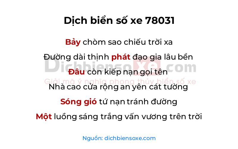 Dịch thơ biển số 78031