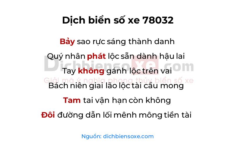 Dịch thơ biển số 78032
