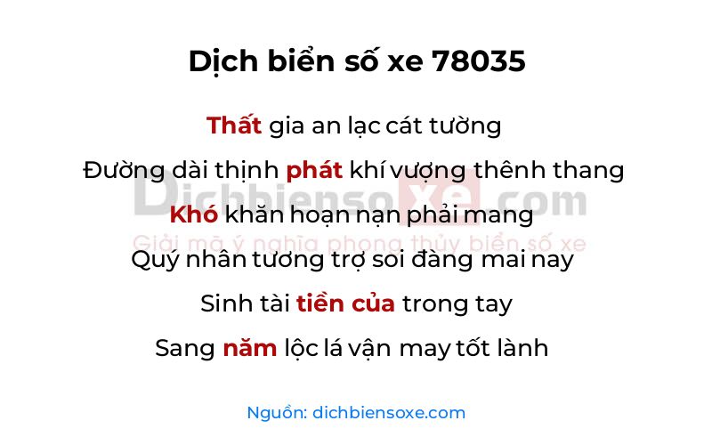 Dịch thơ biển số 78035