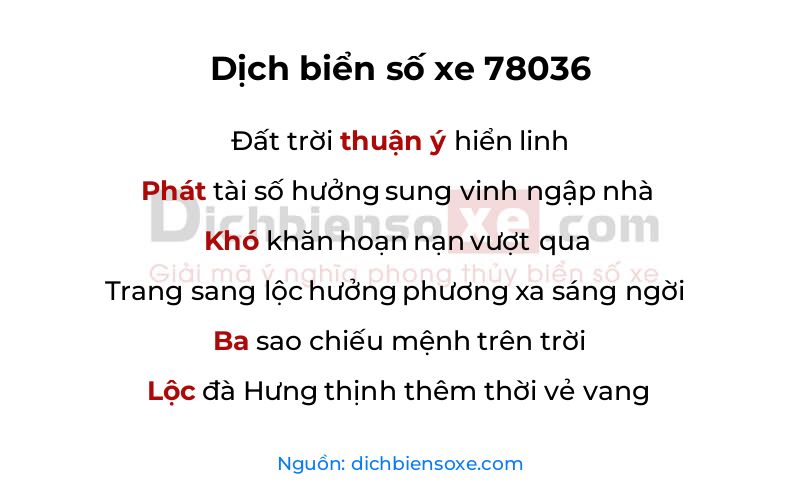 Dịch thơ biển số 78036