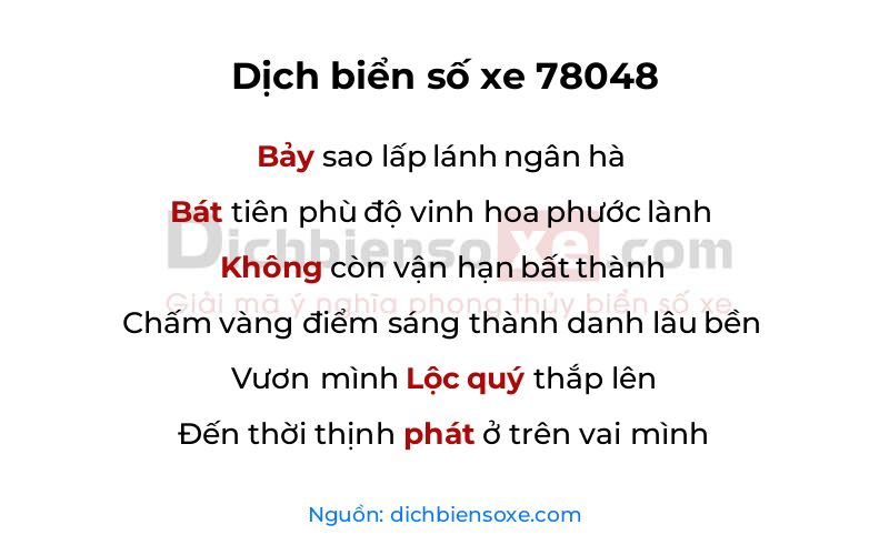 Dịch thơ biển số 78048