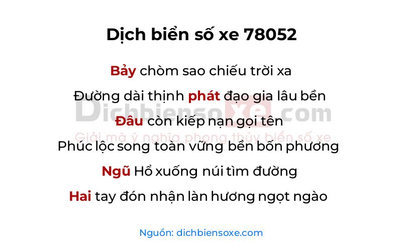 Dịch thơ biển số 78052