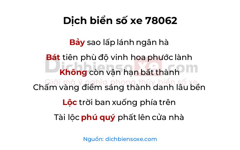 Dịch thơ biển số 78062