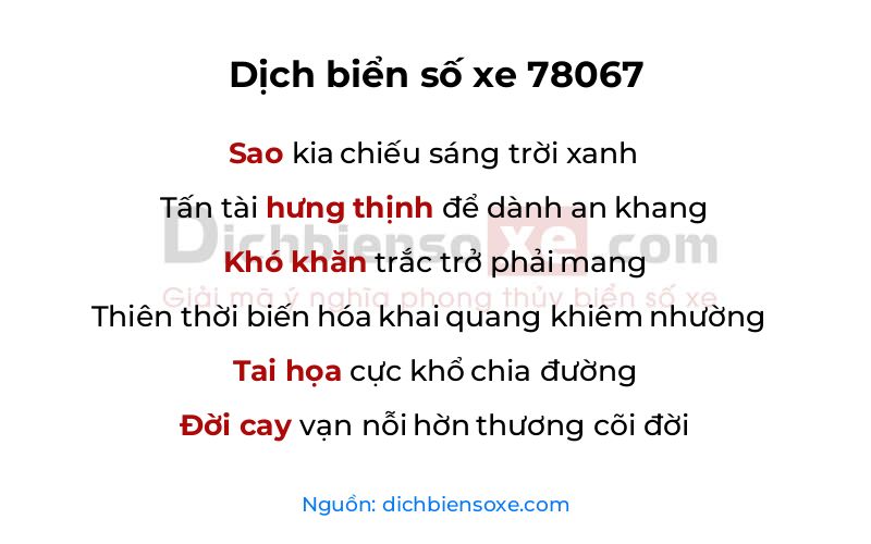 Dịch thơ biển số 78067