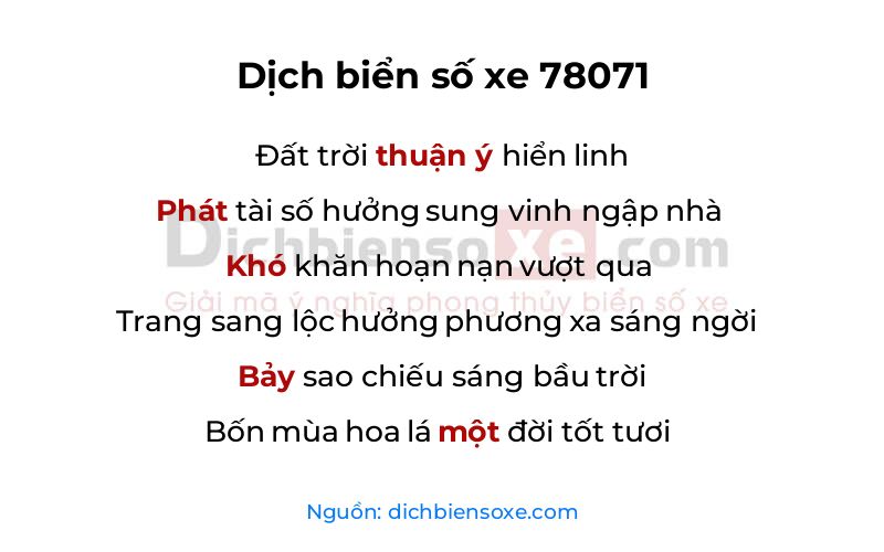 Dịch thơ biển số 78071