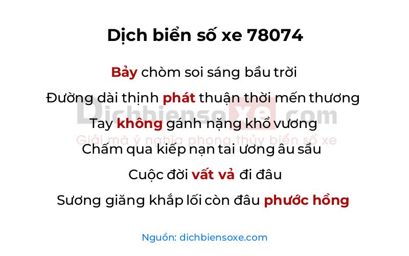 Dịch thơ biển số 78074