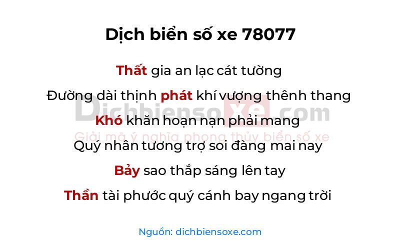 Dịch thơ biển số 78077