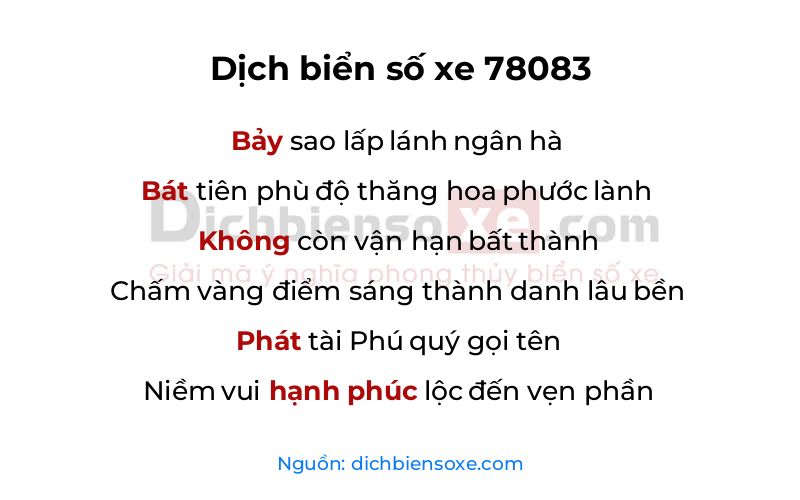 Dịch thơ biển số 78083