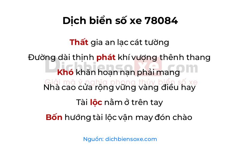 Dịch thơ biển số 78084