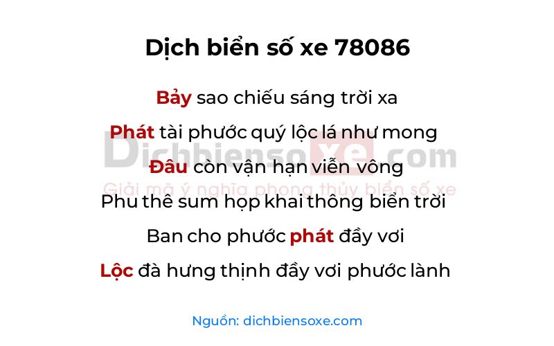 Dịch thơ biển số 78086