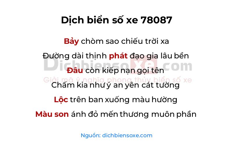 Dịch thơ biển số 78087