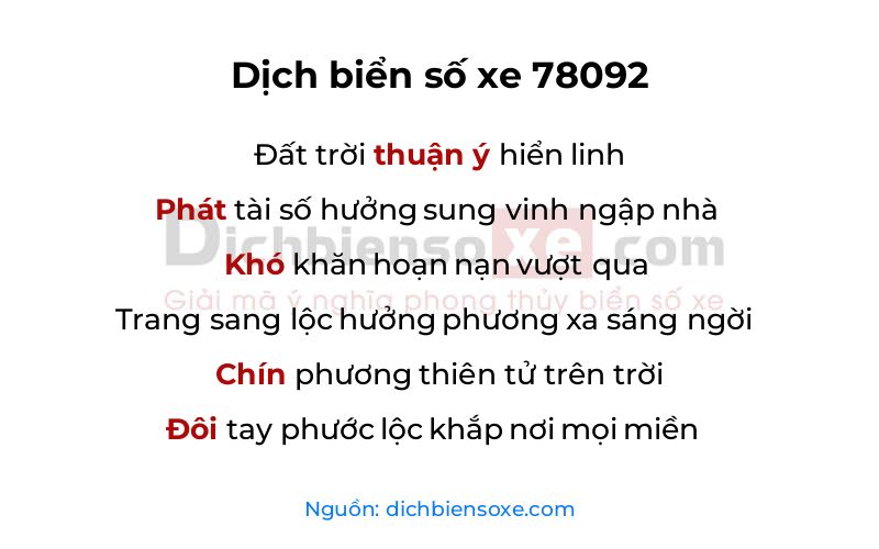 Dịch thơ biển số 78092