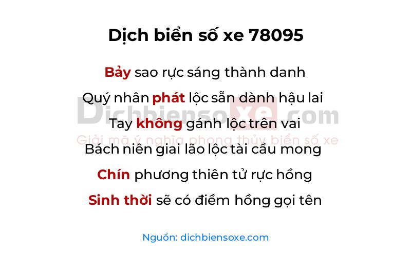 Dịch thơ biển số 78095