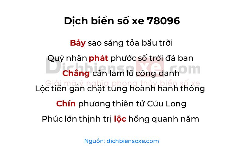 Dịch thơ biển số 78096