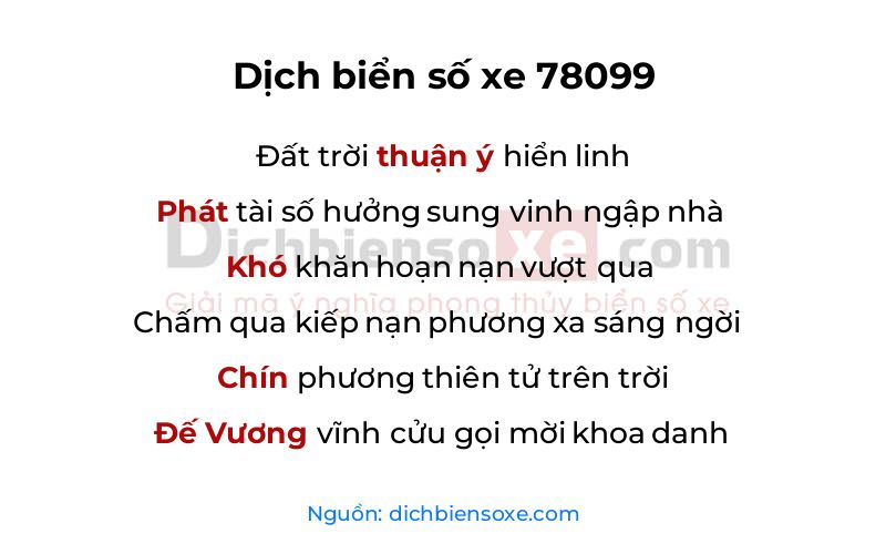 Dịch thơ biển số 78099