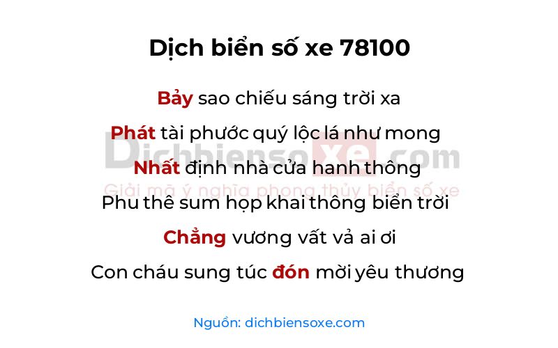 Dịch thơ biển số 78100