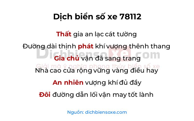 Dịch thơ biển số 78112