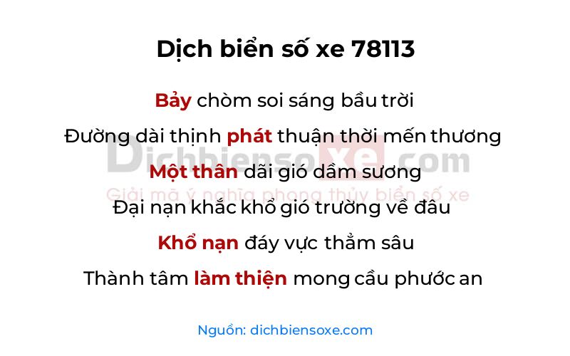 Dịch thơ biển số 78113