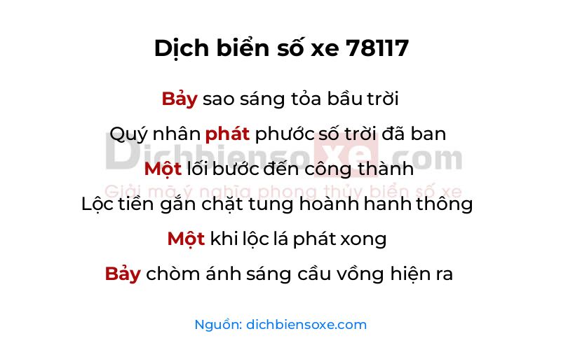Dịch thơ biển số 78117