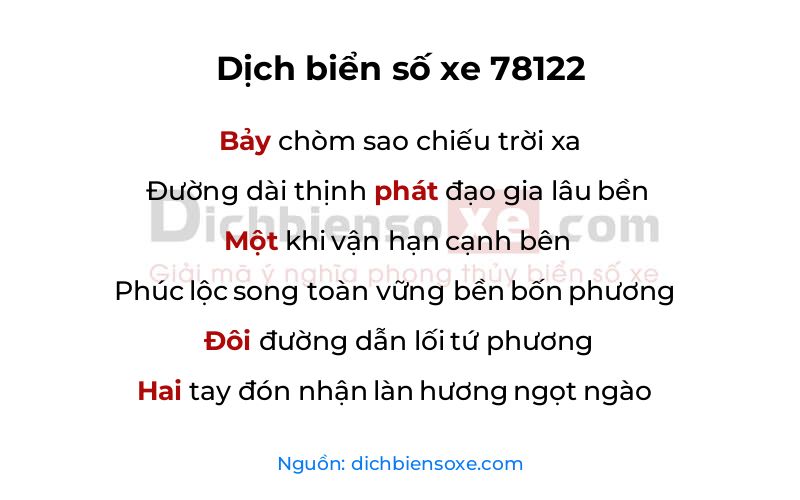 Dịch thơ biển số 78122
