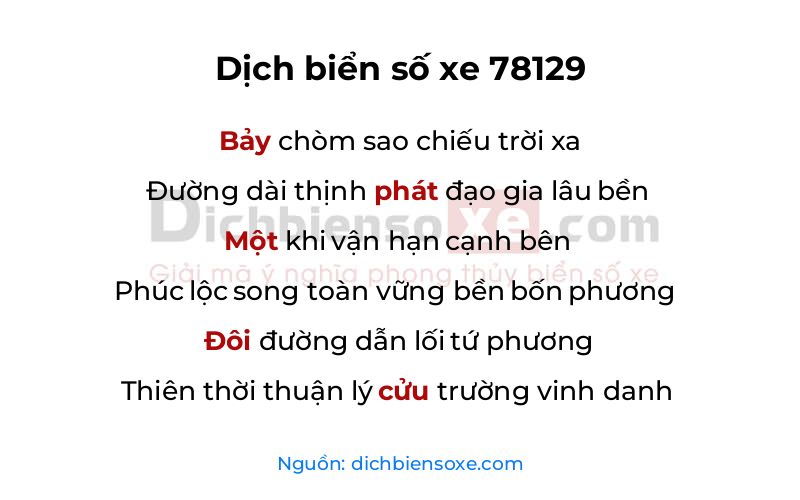 Dịch thơ biển số 78129