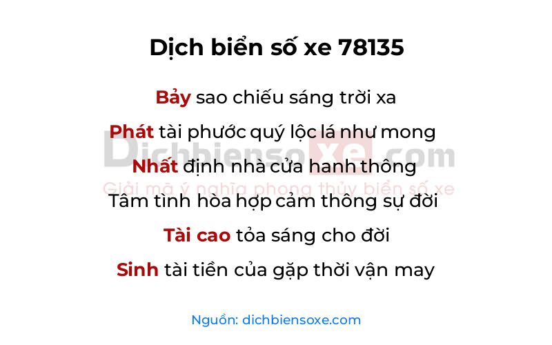 Dịch thơ biển số 78135