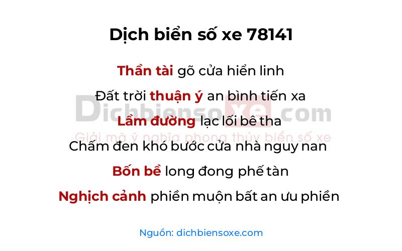 Dịch thơ biển số 78141