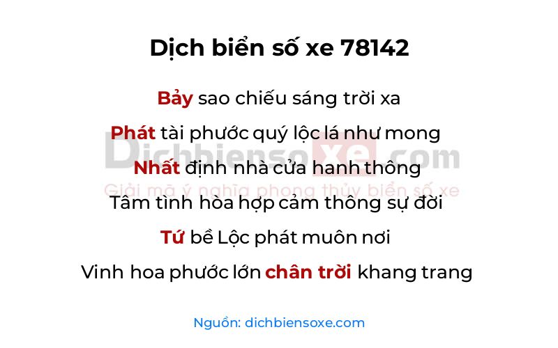 Dịch thơ biển số 78142