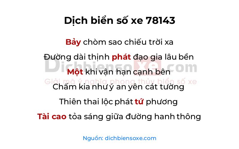 Dịch thơ biển số 78143