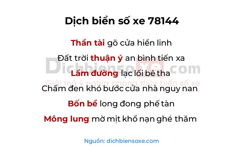 Dịch thơ biển số 78144