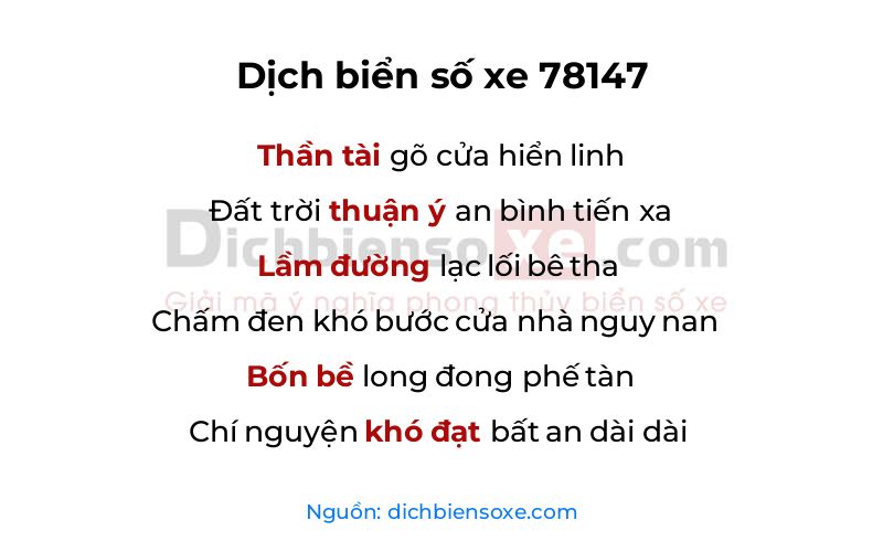 Dịch thơ biển số 78147