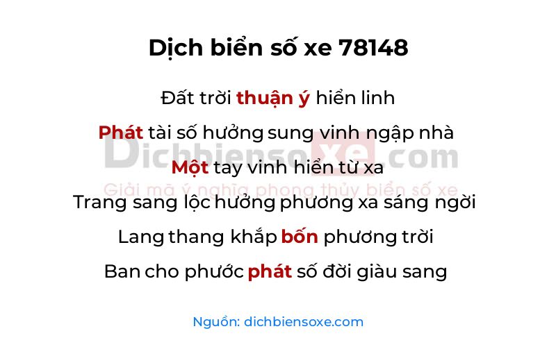 Dịch thơ biển số 78148