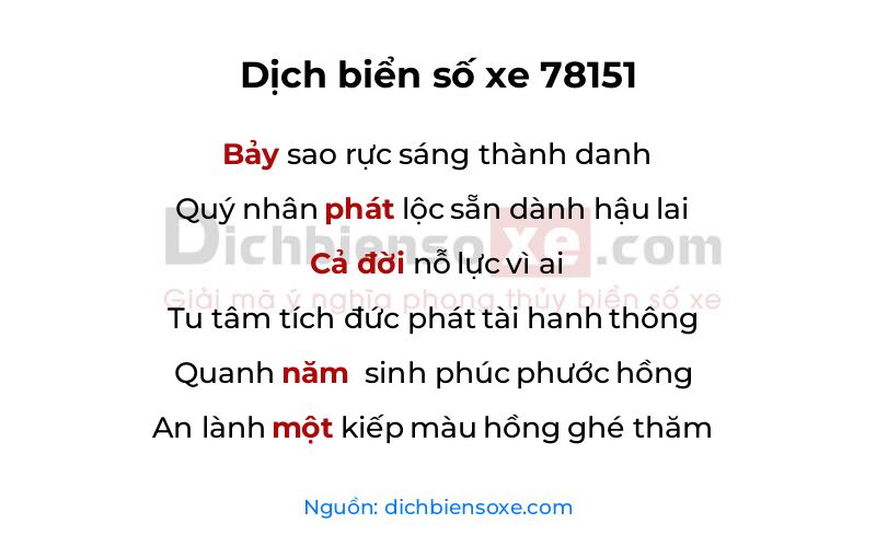 Dịch thơ biển số 78151