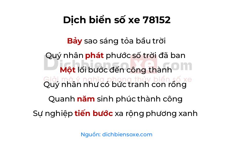 Dịch thơ biển số 78152