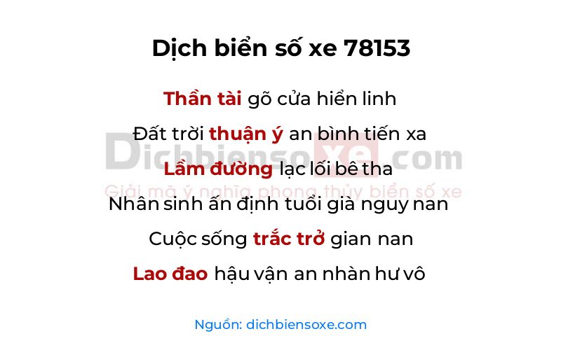 Dịch thơ biển số 78153